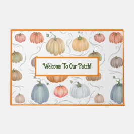 水色カラフルつる植物カボチャのパッチ ドアマット