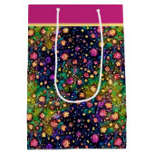 水色カラフルの花模様 ミディアムペーパーバッグ (裏面)