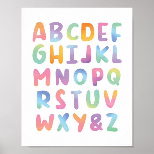水色カラフルアルファベットABC教室デコール ポスター (正面)