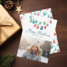 水色カラフルクリスマスストリングライト写真