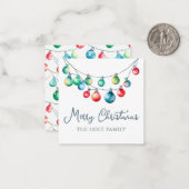 水色カラフルクリスマスストリングライト写真 ノートカード (正面/裏面インサイチュ)