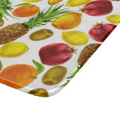 水色カラフルフルーツのガラス板 カッティングボード (角)