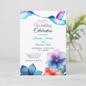 水色カラフルフローラハミ結婚ドリ 招待状 (スタンド正面)