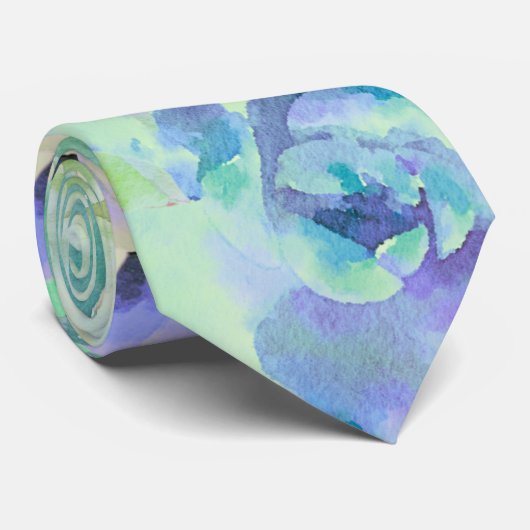 水色カラフル多肉類 ネクタイ (ロール)