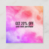 水色カラフル抽象芸術アート桃桃 割引カード (正面)