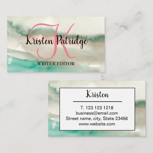 水色カラフル抽象芸術トレンディー書き込み装置 名刺 (正面/裏面)
