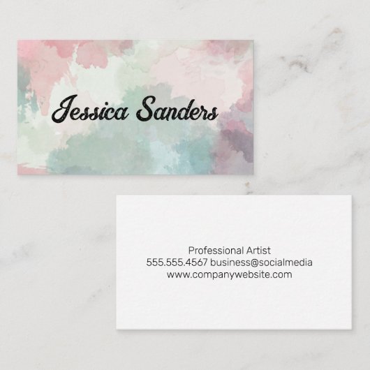 水色カラフル背景 名刺 (正面/裏面)