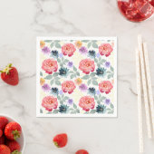 水色カラフル花柄 スタンダードカクテルナプキン (インサイチュ)