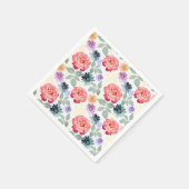 水色カラフル花柄 スタンダードカクテルナプキン (角)