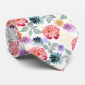 水色カラフル花柄 ネクタイ (ロール)