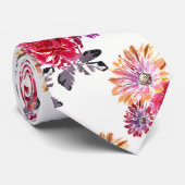 水色カラフル花柄 ネクタイ (ロール)