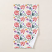 水色カラフル花柄 バスタオルセット (ハンドタオル)