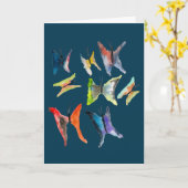 水色カラフル蝶カード カード (黄色い花)