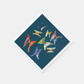 水色カラフル蝶ナプキン スタンダードカクテルナプキン (角)