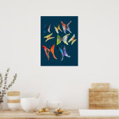 水色カラフル蝶ポスター ポスター (キッチン)