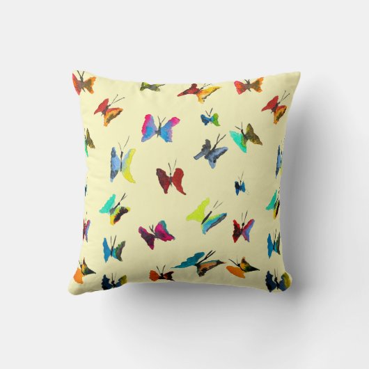 水色カラフル蝶 クッション (裏面)