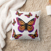 水色カラフル蝶 クッション (ブランケット)