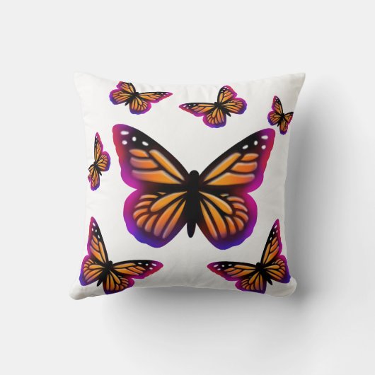水色カラフル蝶 クッション (裏面)