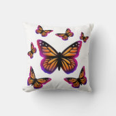 水色カラフル蝶 クッション (正面)