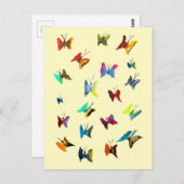 水色カラフル蝶 ポストカード (正面/裏面)