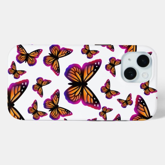 水色カラフル蝶 Case-Mate iPhoneケース (裏面 (横))