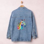水色カラフル馬頭デザイン デニムジャケット (ハンガー)