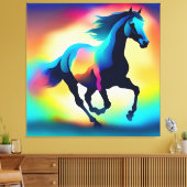 水色カラフル馬 キャンバスプリント (インサイチュ (リビング))