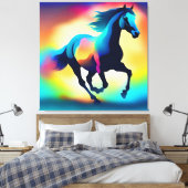 水色カラフル馬 キャンバスプリント (インサイチュ (寝室))