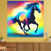 水色カラフル馬 キャンバスプリント (インサイチュ (リビング))