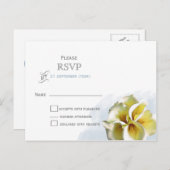 水色カラユリフローラ結婚式RSVP インビテーションポストカード (正面/裏面)
