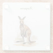 水色カンガルーのカスタマイズ可能 ガラスコースター (裏面)