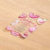 水色ガレンティークッキー飾のパーティー アクリル招待状 (レイダウン)