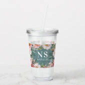 水色ガーリーピンクフローラ誕生日マソエレガントー アクリルタンブラー (裏面)