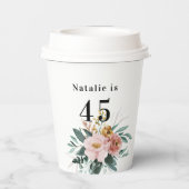 水色ガーリーフローラ編集可能な年齢誕生日 紙コップ (裏面)