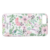 水色ガーリーラベンダーのピンクの花パーソナライズされた花 Case-Mate iPhoneケース (裏面(横))
