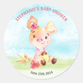 水色ガールピギー赤ちゃんシャワーファーム ラウンドシール