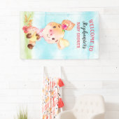 水色ガールピギー赤ちゃんシャワーファーム 横断幕 (インサイチュ)