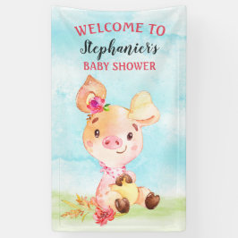 水色ガールピギー赤ちゃんシャワーファーム 横断幕