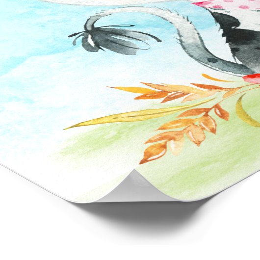 水色ガール牛の赤ちゃんシャワーファーム赤ちゃんシャワー ポスター (角)