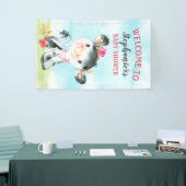 水色ガール牛の赤ちゃんシャワーファーム赤ちゃんシャワー 横断幕 (トレードショー)