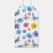 水色キッズバタフライフラワーパターン ギフトタグ (裏面)