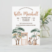 水色キツネザル科，動物園，ベビースシャワー 招待状 (スタンド正面)