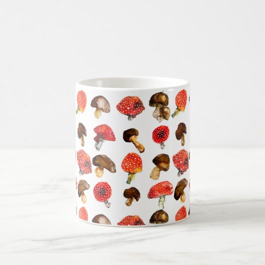 水色キノコかわいい秋柄 コーヒーマグカップ (中央)