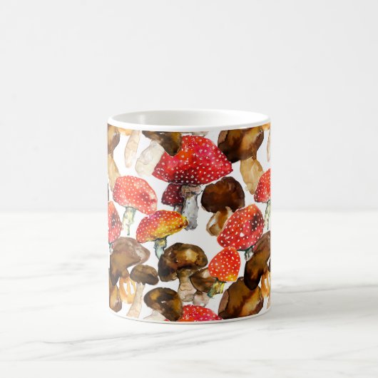水色キノコかわいい秋柄 コーヒーマグカップ (中央)