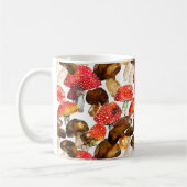 水色キノコかわいい秋柄 コーヒーマグカップ (左)