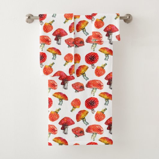 水色キノコかわいい秋柄 バスタオルセット (インサイチュ)