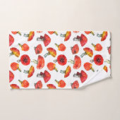 水色キノコかわいい秋柄 バスタオルセット (ハンドタオル)