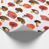 水色キノコかわいい秋柄 ラッピングペーパー (角)
