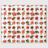 水色キノコかわいい秋柄 ラッピングペーパー (フラット)