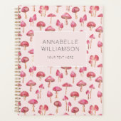 水色キノコのピンクパターン プランナー手帳 (正面)